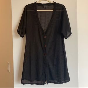 Black Braided Chevron Button Up Tunic